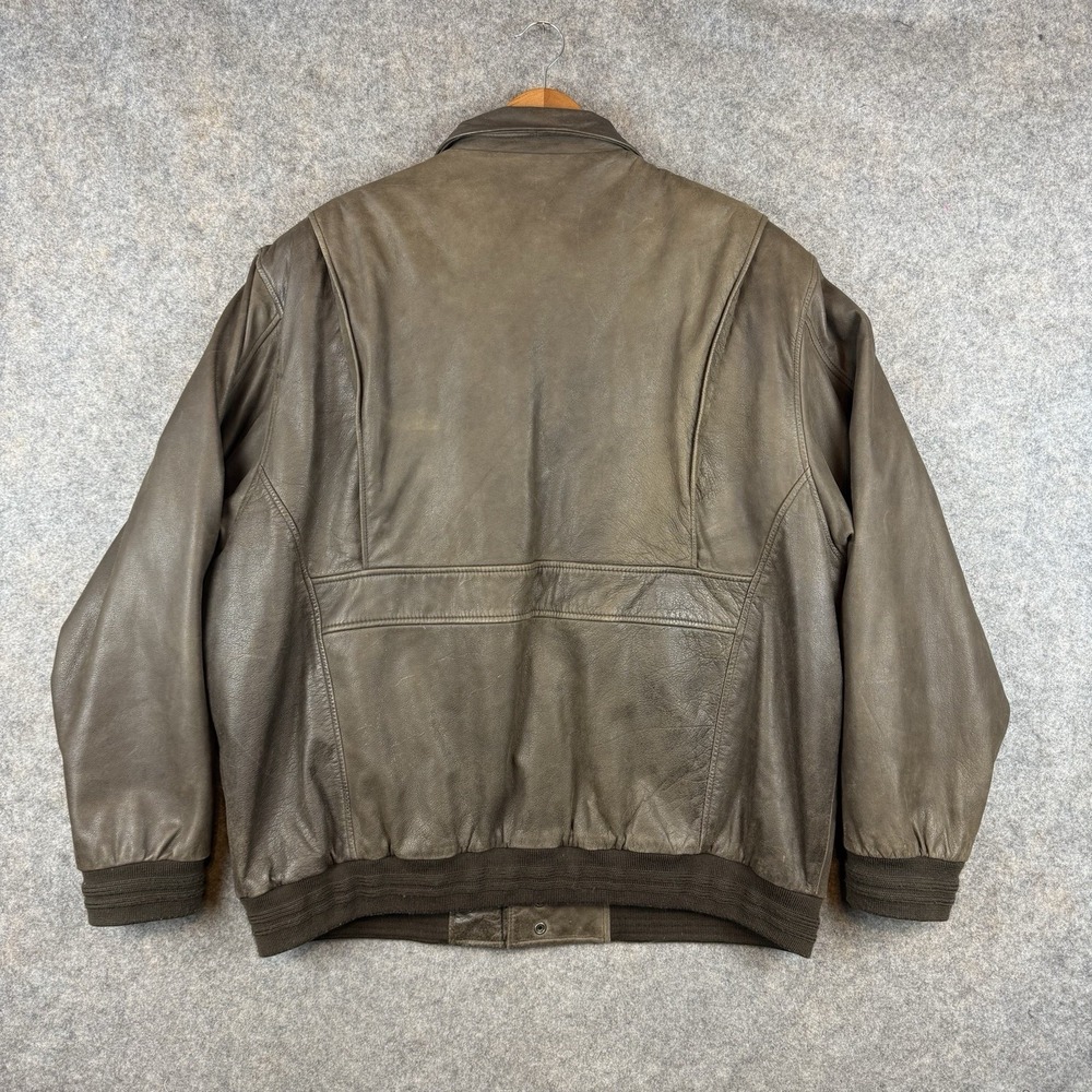 Roundtree And Yorke Leather Jacket Mens XL Tall A2 Flight Bomber Full Zip Brown - Picture 2 of 11